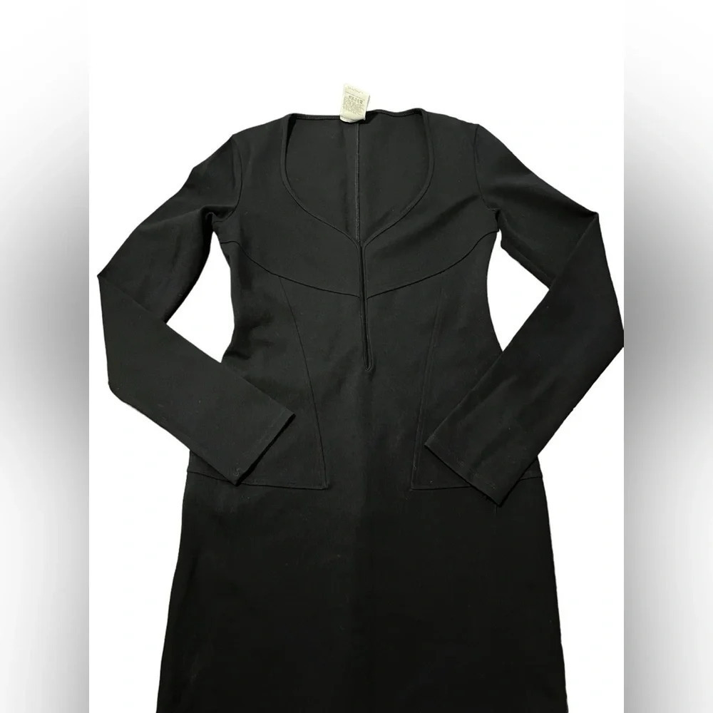 Vintage Versus Versace Black Corset Shaped Waist Long Sleeve Mini Dress - Picture 3 of 12